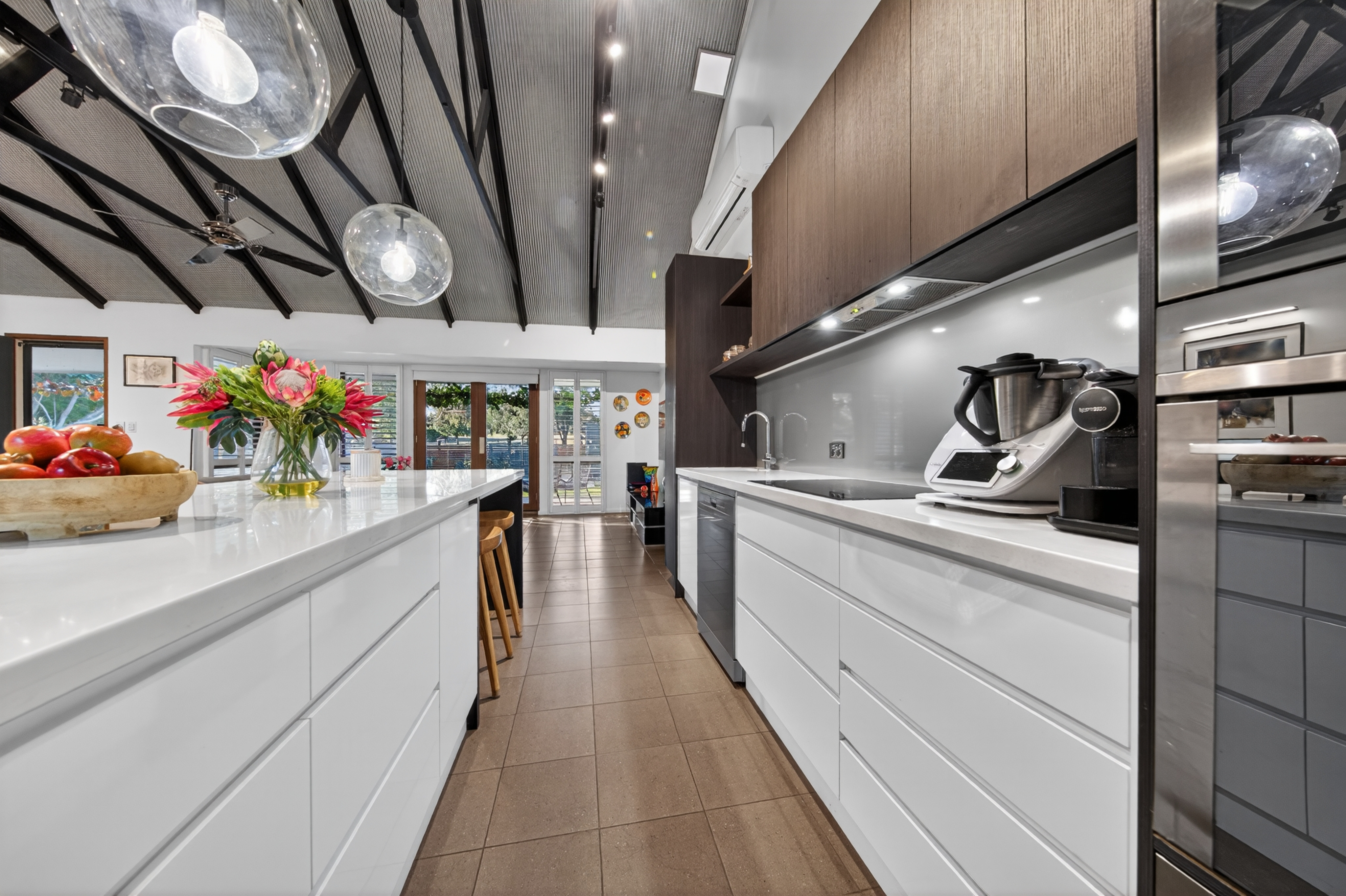 Adelaide cabinet maker building bespoke shaker doors and stone benchtop cabinetry in an SA workshop
